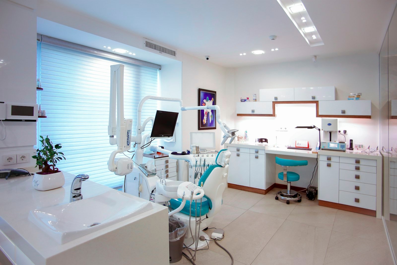 The bright, calm interior of the studio